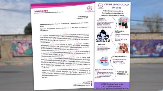 Implementará la CEDHT el Protocolo de intervención y acompañamiento para marchas del 8M