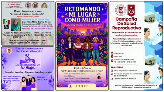Cartelera de la Universidad Autónoma de Tlaxcala al miércoles 11 de marzo de 2026