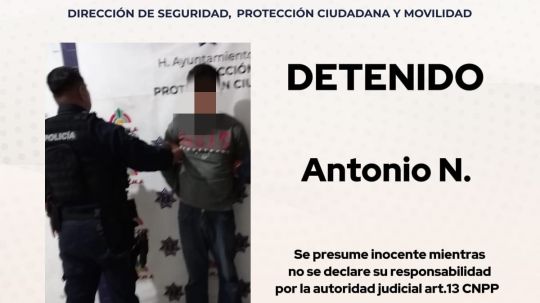 Elementos de seguridad pública de la capital detienen a presunto acosador que alteraba el orden en Acuitlapilco
