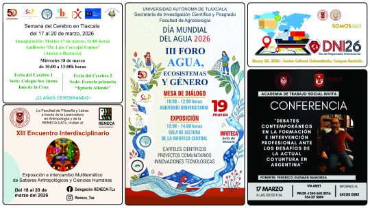 Cartelera de la Universidad Autónoma de Tlaxcala al martes 17 de marzo de 2026