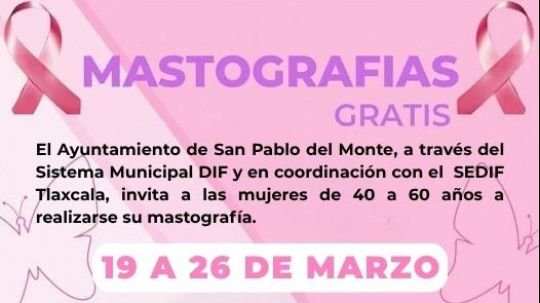 Invita SMDIF de San Pablo del Monte a campaña de mastografías gratuitas