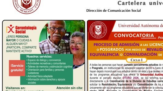 Cartelera de la Universidad Autónoma de Tlaxcala al miércoles 1 de abril de 2026
