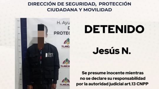 Operativo de la policía municipal de Tlaxcala permite recuperar vehículo robado y asegurar a presunto responsable