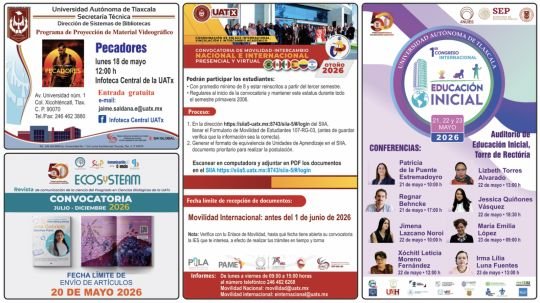 Cartelera de la Universidad Autónoma de Tlaxcala al viernes 15 de mayo de 2026