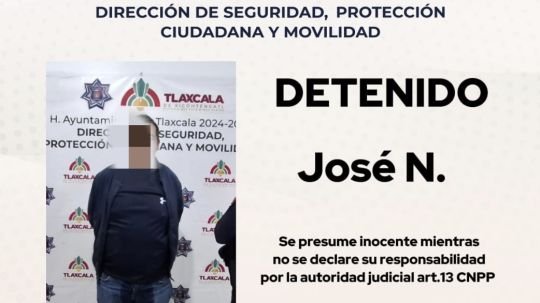 Policía municipal asegura a masculino por alterar el orden público en Tlapancalco