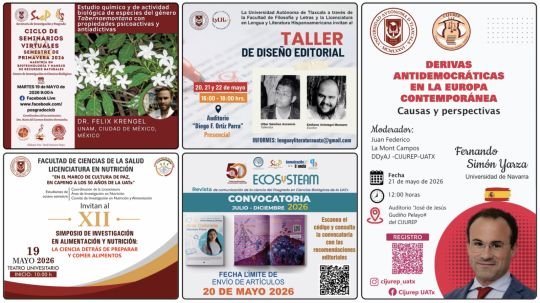 Cartelera de la Universidad Autónoma de Tlaxcala al martes 19 de mayo de 2026