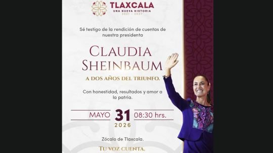 Gobierno del estado transmitirá el mensaje de la presidenta Claudia Sheinbaum desde el zócalo de Tlaxcala