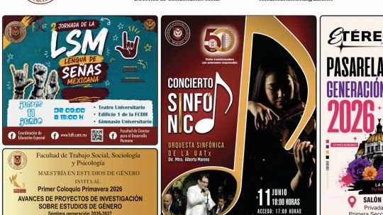 Cartelera de la Universidad Autónoma de Tlaxcala al jueves 11 de junio