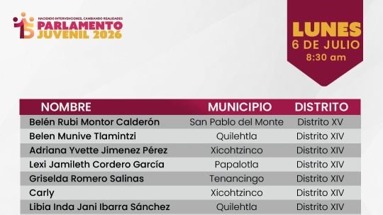 Da inicio proceso de selección de diputadas y diputados juveniles para integrar el XV Parlamento Juvenil 2026