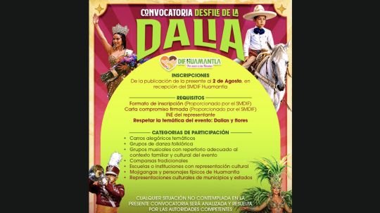 Huamantla convoca a participar en el Gran Desfile de la Dalia 2026