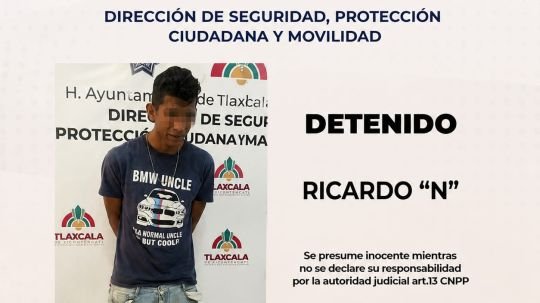 Frustra policía municipal de Tlaxcala presunto robo en comercio del centro y asegura objetos con apariencia de arma