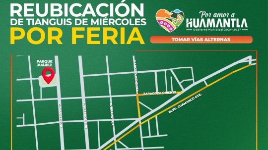 Recuerda: este miércoles el tianguis se ubicará temporalmente en el Bulevar Cuamanco