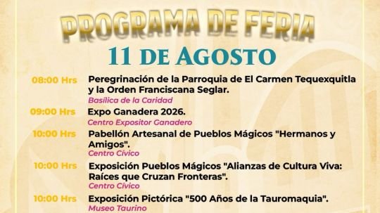 Este 11 de agosto, la feria de Huamantla continúa con tradición, sabores y grandes momentos