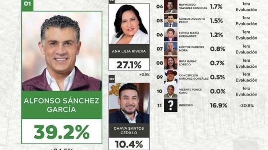 Alfonso Sánchez saca 12 puntos de ventaja a Ana Lilia; Lo quieren como coordinador estatal: encuesta