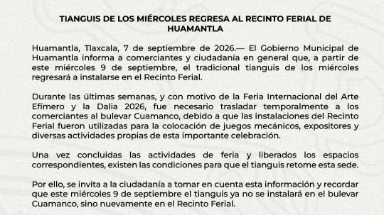 Tianguis de los miércoles regresa al recinto ferial de Huamantla