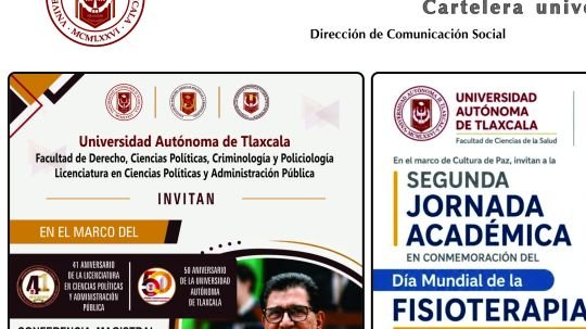 Cartelera de la Universidad Autónoma de Tlaxcala al miércoles 9 de septiembre de 2026