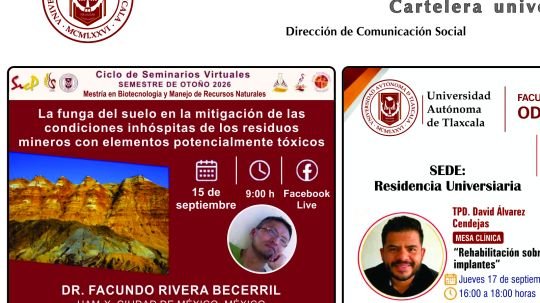 Cartelera de la Universidad Autónoma de Tlaxcala al martes 15 de septiembre de 2026