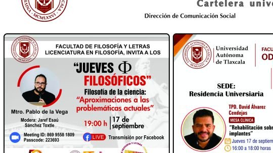 Cartelera de la Universidad Autónoma de Tlaxcala al jueves 17 de septiembre de 2026