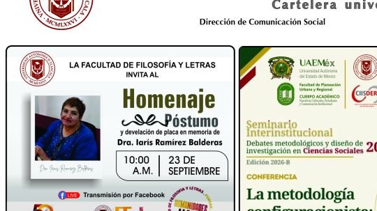 Cartelera de la Universidad Autónoma de Tlaxcala al miércoles 23 de septiembre