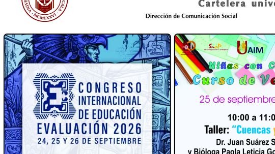 Cartelera de la Universidad Autónoma de Tlaxcala al viernes 25 de septiembre de 2026