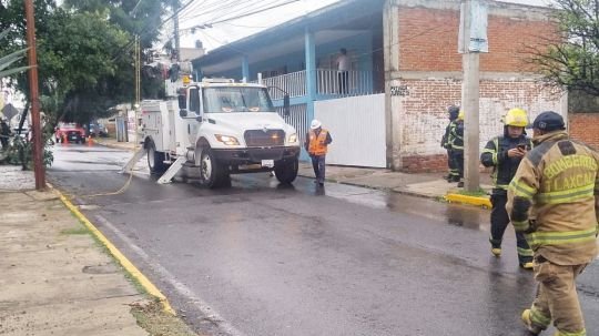 Policía municipal atiende reporte por árbol caído en San Esteban Tizatlán