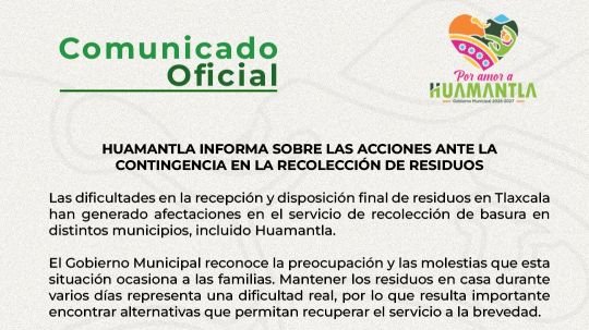 Huamantla informa sobre las acciones ante la contingencia en la recolección de residuos