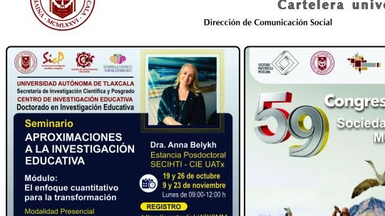 Cartelera de la Universidad Autónoma de Tlaxcala al lunes 19 de octubre de 2026