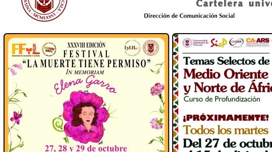 Cartelera de la Universidad Autónoma de Tlaxcala al 27 de octubre de 2026