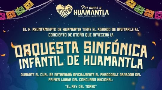 Invita gobierno de Huamantla al concierto de otoño de la orquesta sinfónica infantil