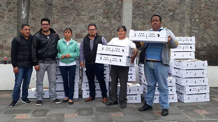 Entrega gobierno municipal de Zacatelco paquetes de aves de traspatio