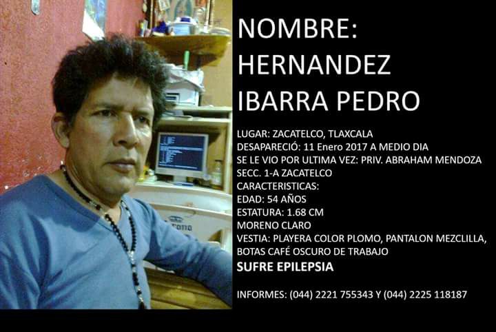 Desaparición del Señor Pedro Ibarra Hernández 