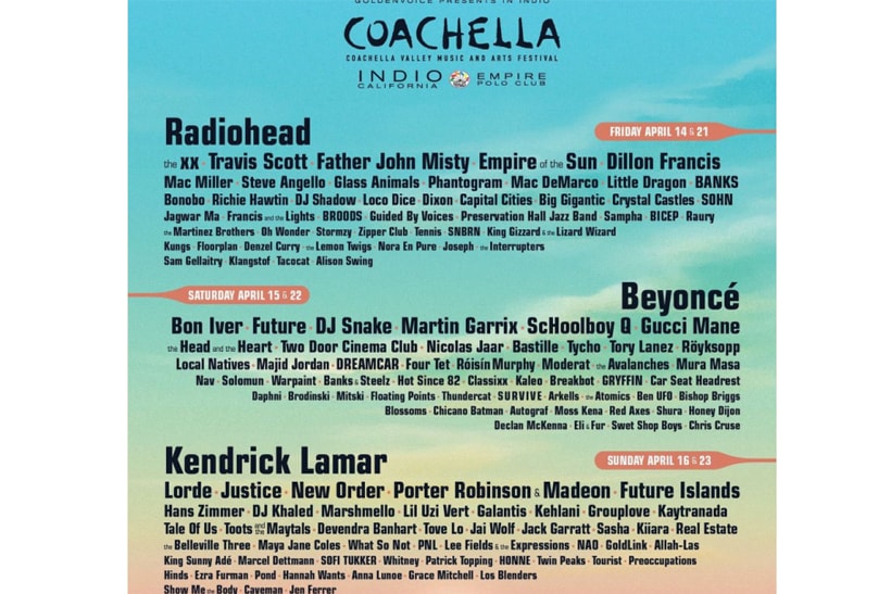 Radiohead y Beyoncé encabezarán Coachella 2017